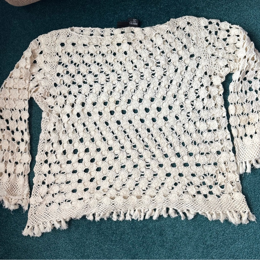 Swim coverup Crochet Open-Knit  - Cream